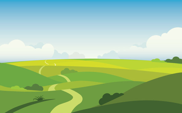 landscape nature with green grases  and blue sky