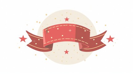 Fototapeta premium Red Ribbon Banner with Stars - Vintage Design Element