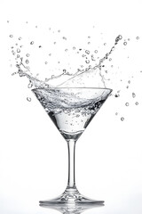 Martini cocktail Glass with splash isolated on white background