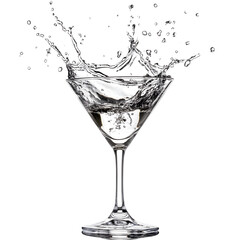 Martini cocktail Glass with splash isolated on white background