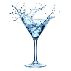 Martini cocktail Glass with splash isolated on white background