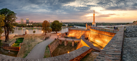 Kalemegdan Fortress and Victor Monument, Belgrade, Serbia by night