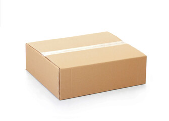 Closed cardboard box taped up