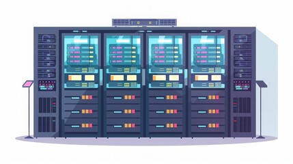 Server Room Illustration: Data Center Technology