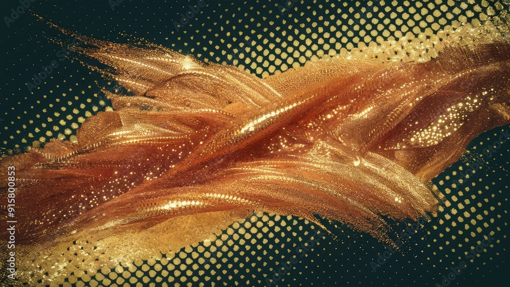 Poster abstract sparkling background with shiny golden halftone dotted particles