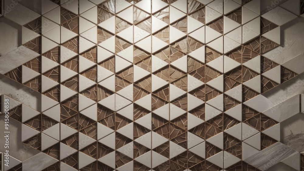 Poster modern minimalist geometric tile and mosaic wall grid featuring hexagonal patterns white and gray cu