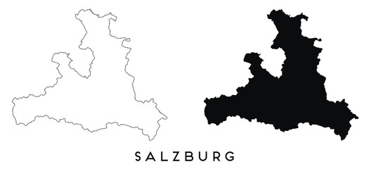 Salzburg map outline and black silhouette vector