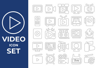 firing a predetermined icon. Filming, film player, 1–10, projector, camera, old film, video, slideshow, and seconds. Idea for a movie. Vector line symbol for advertising 
and business