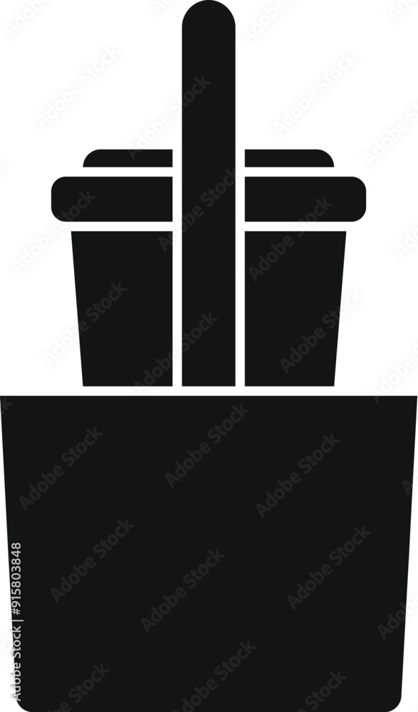 Canvas Prints Black simple icon of a disposable coffee cup with a lid in a cardboard holder