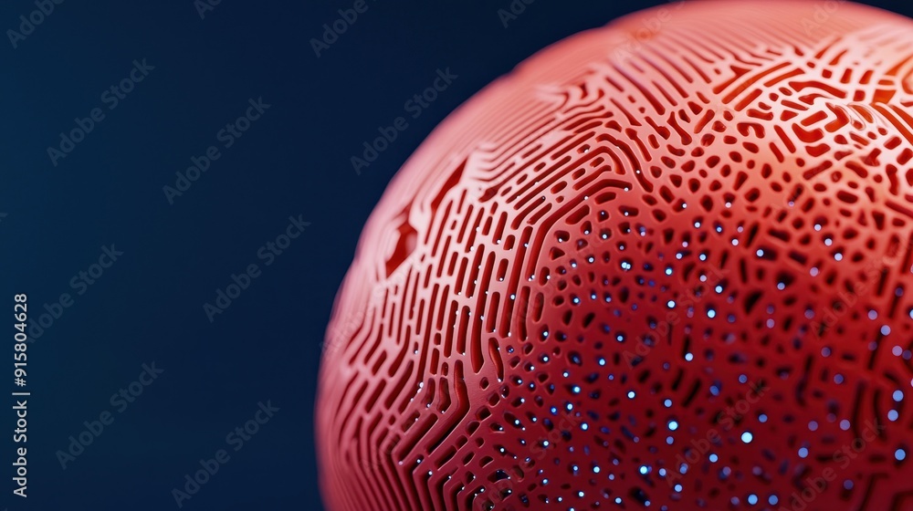 Leinwandbilder close-up of a red spherical object featuring intricate patterns and textures against a dark backgrou
