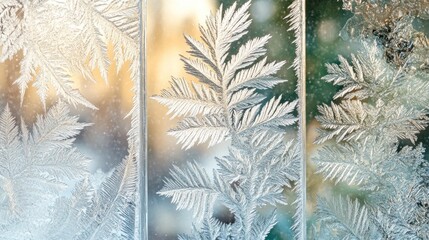 Intricate Frost Patterns on a Windowpane Capturing the Beauty of Winter.
