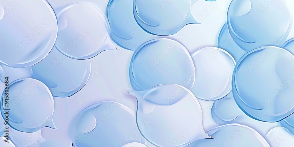 Aufkleber soap bubbles forming an array. background composed of blue and white fluffy bubbles.