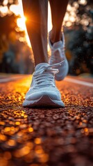 Someone walking on a road with their shoes on