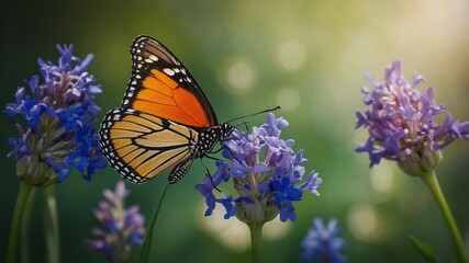 Obraz premium Beautiful Butterfly Enjoying Nectar from Flower