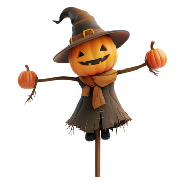 recommend clip art: PNG A cheerful pumpkin scarecrow wearing a witch hat, perfect for Halloween decorations and autumn festivities.