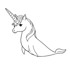 Obraz premium unicorn narwhal coloring page on an Isolated transparent background. generated with AI