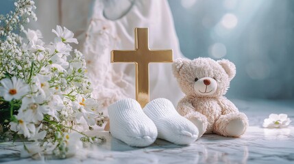 concept of baptism of a child. Selective focus