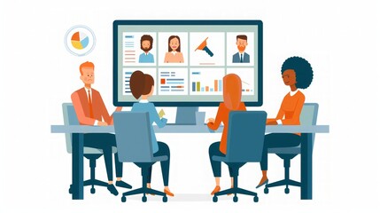 Diverse Team Discussing Business Data on Computer Screen