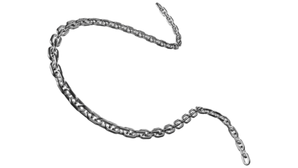 3d metal chain rendre with transparent background saved as PNG .
