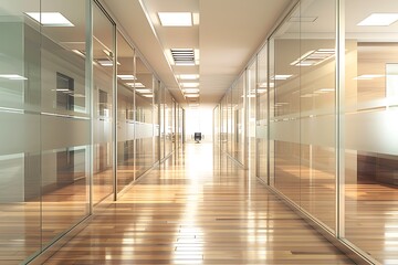 Fototapeta premium Modern Empty Home Office Room Interior With Blank Wall, Computer, Table, Bookshelf Mockup Frame -Ai