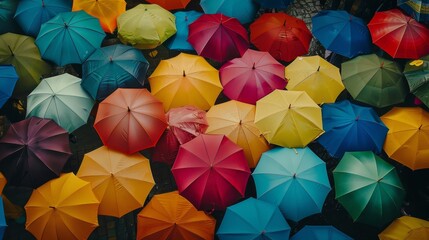 Many colorful umbrellas