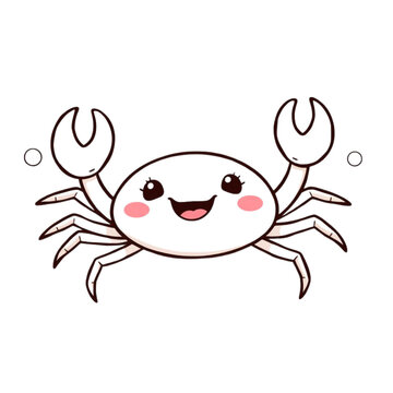cute white crab smiling on white clip art preview