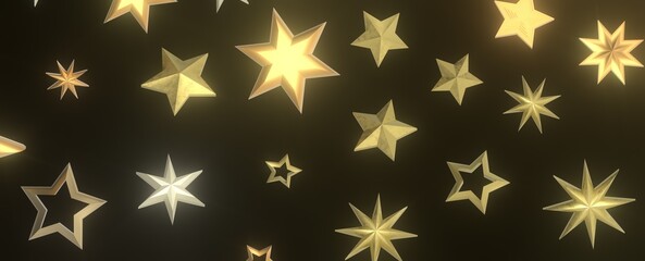 Starlit Christmas Plummet: Spectacular 3D Illustration Showcasing Descending Holiday Star Clusters