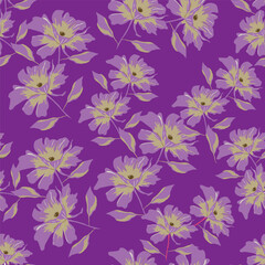 Elegance pink floral stems seamless pattern on a grey background. Vector hand drawn. Artistic, abstract flowers and tiny leaves, buds bells printing. Template for designs, fabric, fashion, textile
