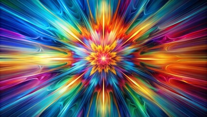 Obraz premium Chromatic Burst A Digital Abstract of Vibrant Hues and Exploding Light - Abstract Art, Digital Painting, Colorful, Radiance, Explosion, Energy, Light