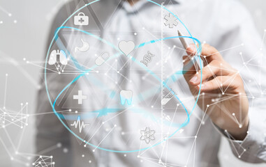 digital medical futuristic interface 3D rendering