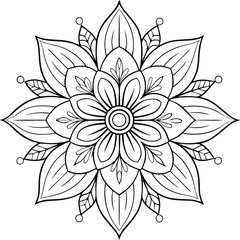 Flowers coloring pattern page KDP interiors line art black and white