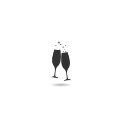 Champagne glasses icon with shadow