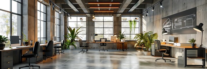 Modern Empty Home Office Room Interior With Blank Wall, Computer, Table, Bookshelf Mockup Frame -Ai