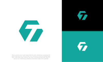 Initials T logo design. Initial Letter Logo. Innovative high tech logo template.	