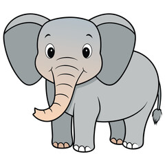 Fototapeta premium 2D African Elephant cartoon character vector icon illustration on white background
