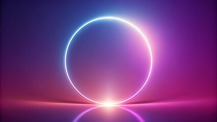 Neon Circle Abstract Background 3D Render of a Glowing White Circle on a Purple and Pink Gradient - Minimalist, Geometric, Futuristic, Design, Art, Light, Shape