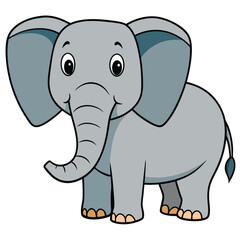 Naklejka premium 2D African Elephant cartoon character vector icon illustration on white background