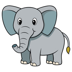Naklejka premium 2D African Elephant cartoon character vector icon illustration on white background