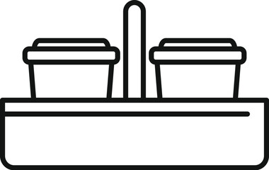 Simple line icon of a coffee cup holder standing on a table