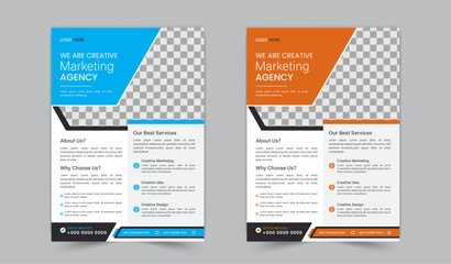 a bundle of 2 templates of a4 flyer, vector template design or business poster template design, perfect for creative professional business