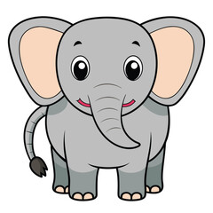 Fototapeta premium 2D African Elephant cartoon character vector icon illustration on white background
