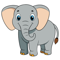 Fototapeta premium 2D African Elephant cartoon character vector icon illustration on white background