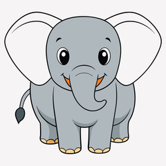 Naklejka premium 2D African Elephant cartoon character vector icon illustration on white background