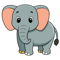 Fototapeta premium 2D African Elephant cartoon character vector icon illustration on white background