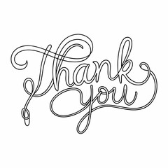 continuous single line hand-drawn words Thank You, line art vector illustration

