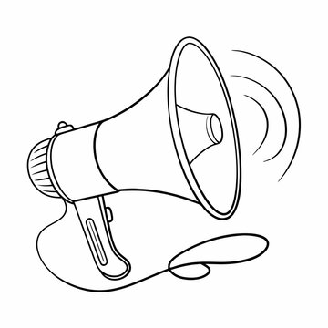 recommend clip art: continuous single line drawing of bullhorn, megaphone announcement concept line art vector illustration
                    