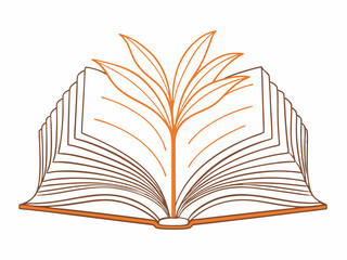 continuous single line drawing of open book, line art vector illustration
