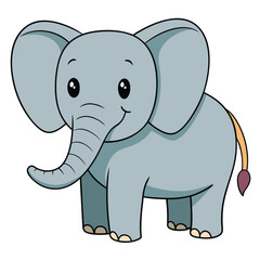 Fototapeta premium 2D African Elephant cartoon character vector icon illustration on white background