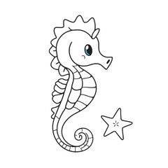 Obraz premium Coloring page outline of a Seahorse on an Isolated transparent background. generated with AI