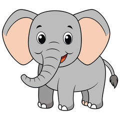 Obraz premium 2D African Elephant cartoon character vector icon illustration on white background